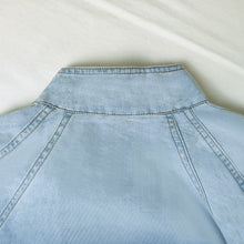 Load image into Gallery viewer, Bow Tie Puff Sleeve Denim Blouse Top

