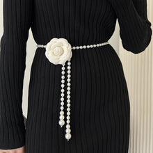 Load image into Gallery viewer, Pearl Waist Chain Flower Belt

