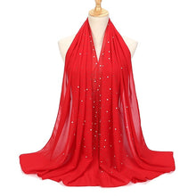 Load image into Gallery viewer, Chiffon Pearls and Rhinestones Scarves
