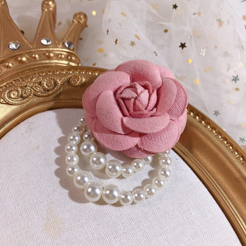 Fabric Camellia Flower Brooch Pins for Women Camellia Pearl Tassel Brooch  Lapel Pins Corsage Wedding Brooches Clothes Dress Coat Accessories Jewelry
