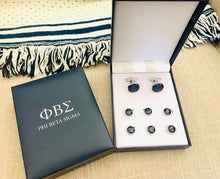 Load image into Gallery viewer, Phi Beta Sigma Cufflinks and Six Tuxedo Studs with leather Storage Case - Simply Dovely
