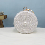 White/Royal Blue/Ivory/Red Pearl Clutch Handbag